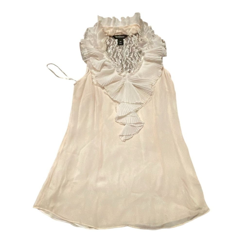 White House Black Market Cream Ruffle Blouse - Picture 2 of 5